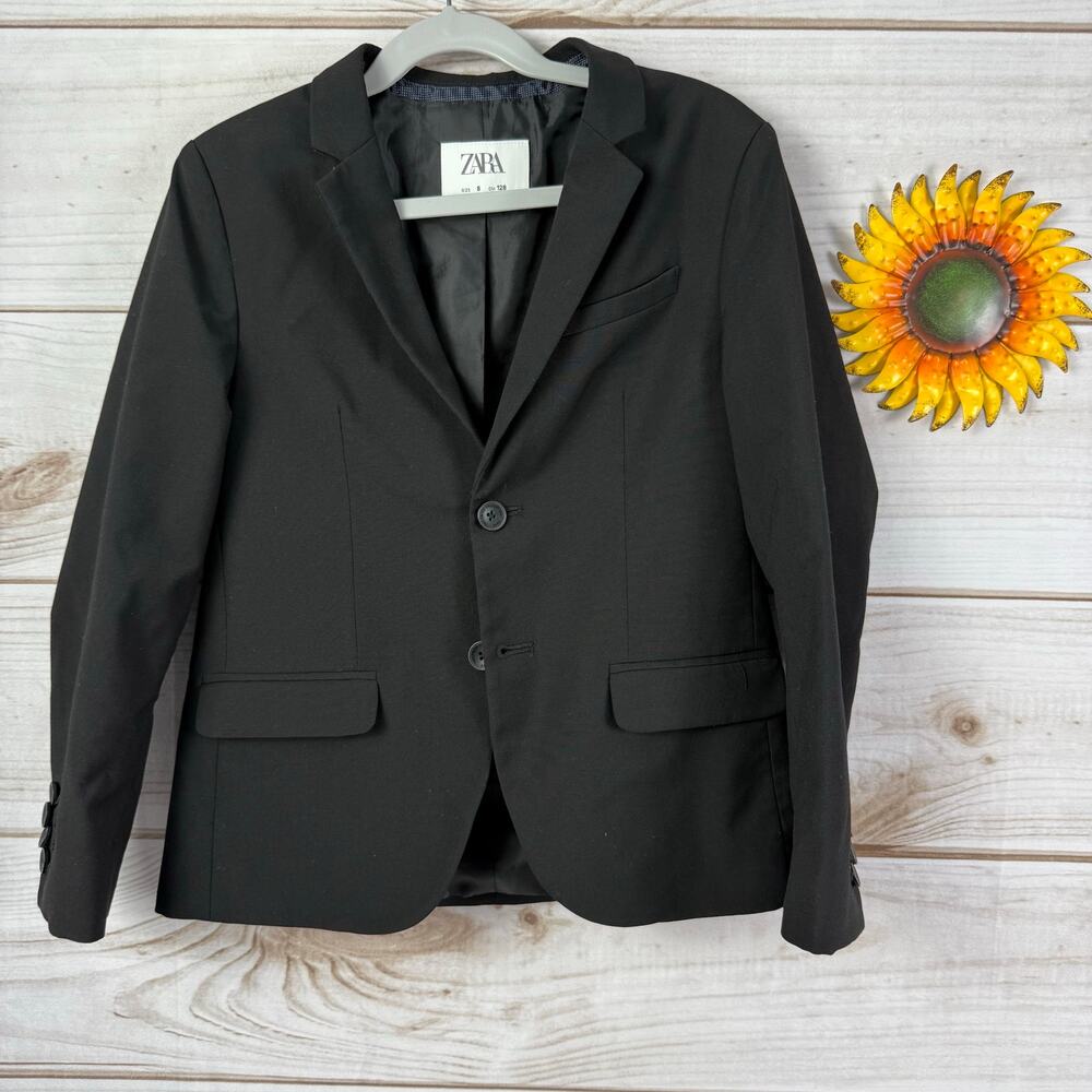 Zara Boys Black Blazer Jacket Size 8‎ Classic Two Button School Formal